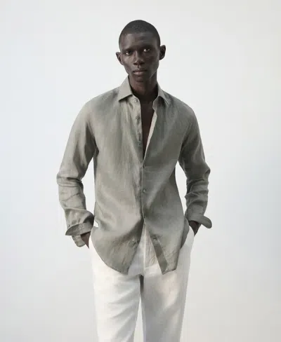 Mango Men's Linen Slim-fit Shirt In Brown