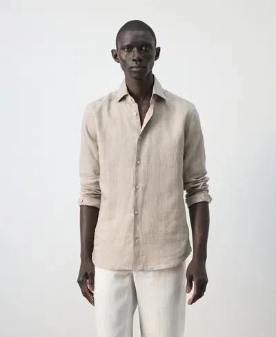 Mango Men's Linen Slim-fit Shirt In Neutral