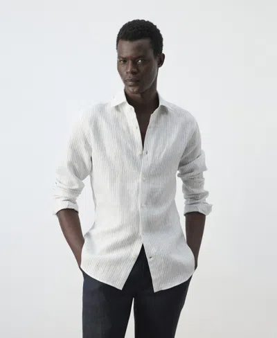 Mango Men's Linen Slim-fit Shirt In Blue