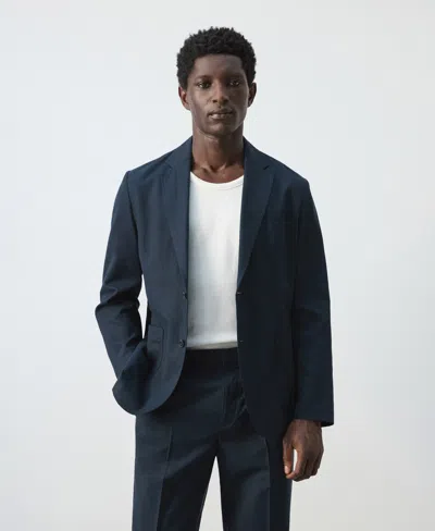 Mango Men's Linen-lyocell Blend Slim-fit Suit Blazer In Blue