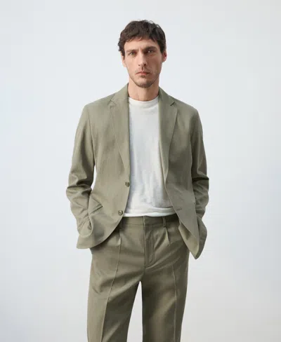 Mango Men's Linen-lyocell Blend Slim-fit Suit Blazer In Green