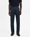 Mango London Regular Fit Dress Pants In Blue