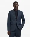 Mango London Regular Fit Navy Blazer In Blue