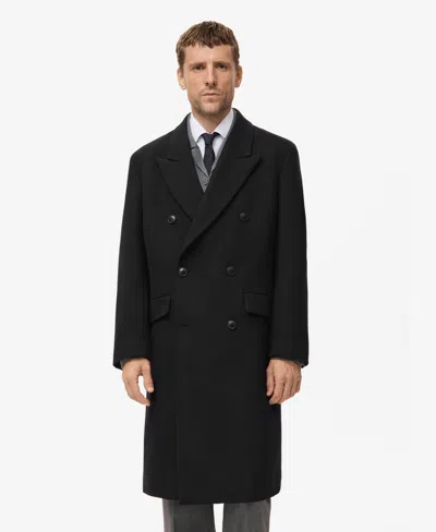 Mango Men's Long Double-breasted Wool Coat In Black