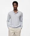 Mango Structured Long Sleeve Polo Top In Sky Blue