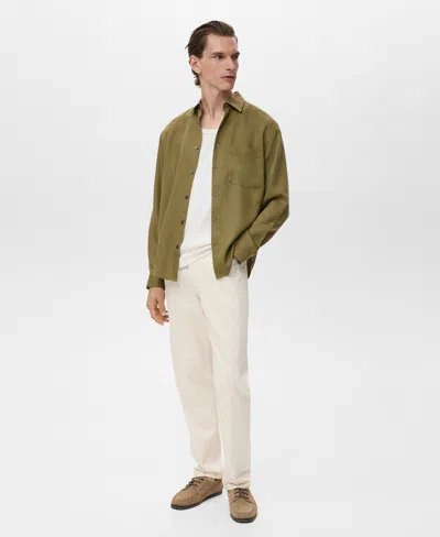 Mango Relaxed Fit Button-up Shirt In Green