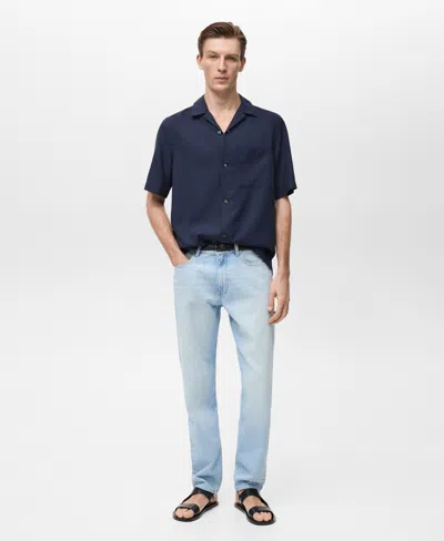 Mango Men's Lyocell Pocketed Shirt In Blue