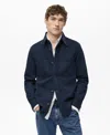 Mango Washed Cotton Overshirt In Dark Navy