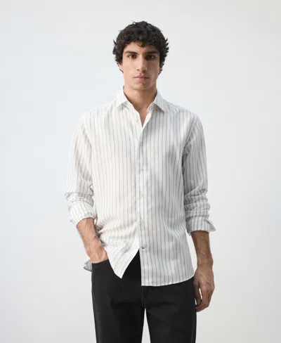 Mango Stripe Button-up Shirt In White