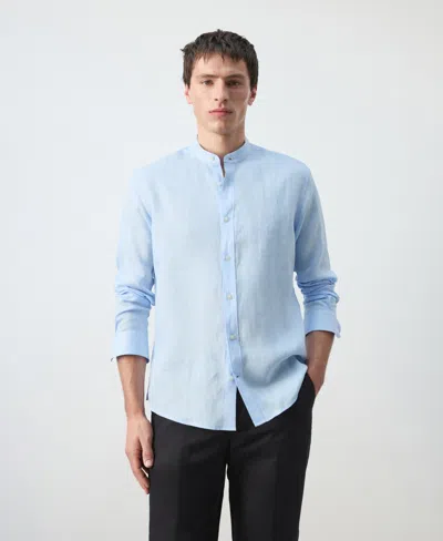 Mango Men's Mao Collar Shirt In Blue