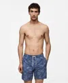 Mango Men's Marine-print Swimsuit In Dark Navy