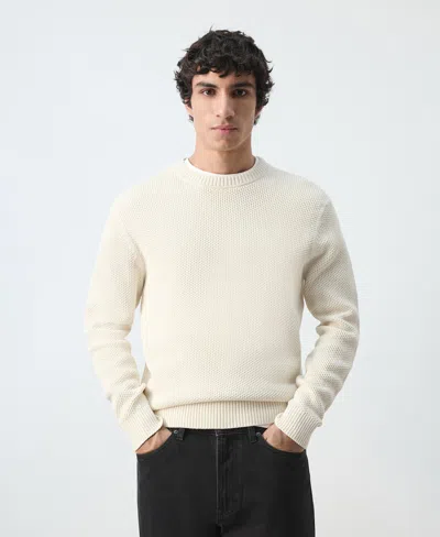 Mango Medium-knit Microstructure Sweater Ecru In White