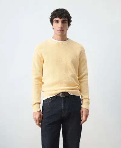 Mango Men's Medium-knit Microstructure Sweater In Yellow