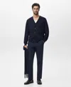 Mango Solid Wool Cardigan In Blue