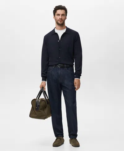 Mango Men's Merino Wool Cardigan In Blue