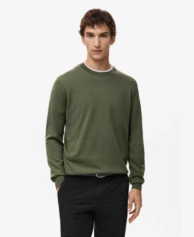 Mango Men's Merino Wool Crew Neck Sweater In Green