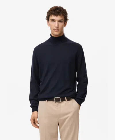 Mango Men's Merino Wool Turtleneck Sweater In Blue