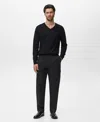 Mango Solid Wool V-neck Sweater In Black
