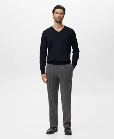 MANGO MEN'S MERINO WOOL V-NECK SWEATER