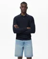 Mango Men's Micro-structured Cotton Polo Shirt In Blue