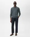 Mango Men's Micro-structured Cotton Polo Shirt In Blue