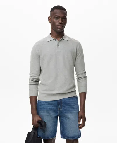 Mango Men's Micro-structured Cotton Polo Shirt In Gray