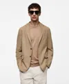 Mango Men's Microstructure Blazer In Medium Brown