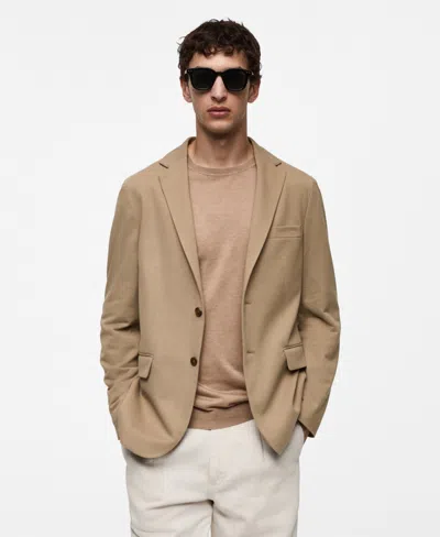 Mango Men's Microstructure Blazer In Medium Brown