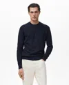Mango Men's Microstructure Cotton Knitted Sweater In Blue