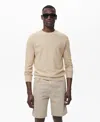Mango Men's Microstructure Cotton Knitted Sweater In Yellow