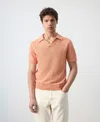 Mango Microstructure Cotton Blend Polo In Orange