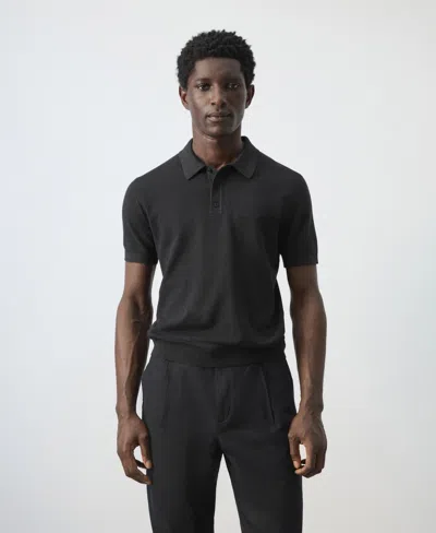 Mango 100% Cotton Fine-knit Polo Shirt Night Blue