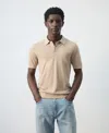 Mango Fine Knit Polo Shirt With Microstructure Beige In Nude