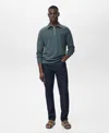 Mango Half Zip Piqué Sweater In Blue