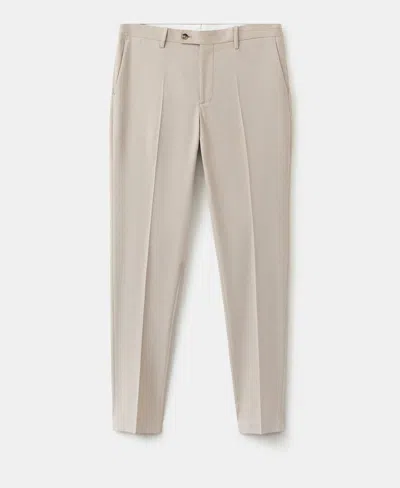 Mango Milan Slim-fit Suit Trousers Beige In Multi