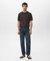 Mango Moby Straight Fit Cotton Jeans In Blue