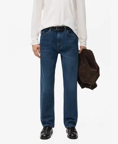 Mango Men's Moby Straight-fit Dark-wash Jeans In Blue
