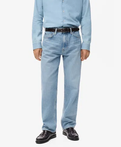 Mango Men's Moby Straight-fit Light-wash Jeans In Blue