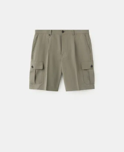 Mango Men's Modal Blend 9.06" Cargo Bermuda Shorts In Green