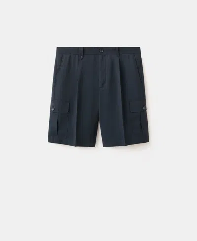 Mango Men's Modal Blend 9.06" Cargo Bermuda Shorts In Blue