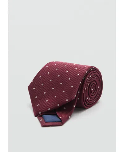 Mango Men's Mulberry Silk Polka Dot Tie In Burgundy
