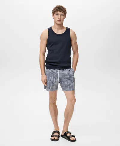 Mango Men's Multi-striped Swimsuit In Blue