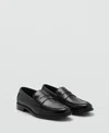 Mango Leather Penny Loafer In Black