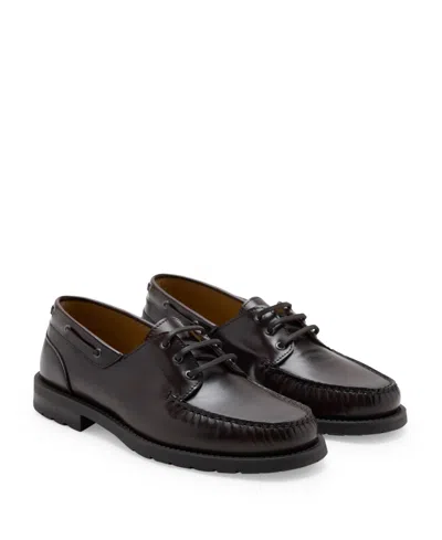 Mango Men's Nautilea Leather Round Toe Lace-up Boat Shoes In Brown