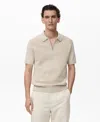 Mango Men's Openwork Cotton Knitted Polo Shirt In Neutral