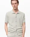 Mango Men's Openwork Detail Cotton Shirt In Gray