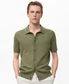 Mango Pointelle Polo Sweater In Green