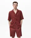 Mango Open Stitch Knit Shirt In Red