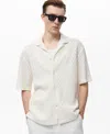 Mango Men's Openwork Detail Cotton Shirt In White
