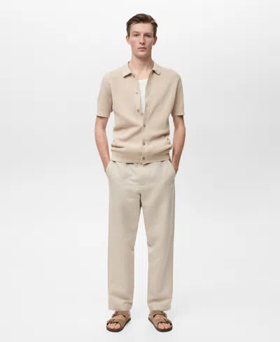 Mango Men's Openwork Knit Structured Shirt In Neutral